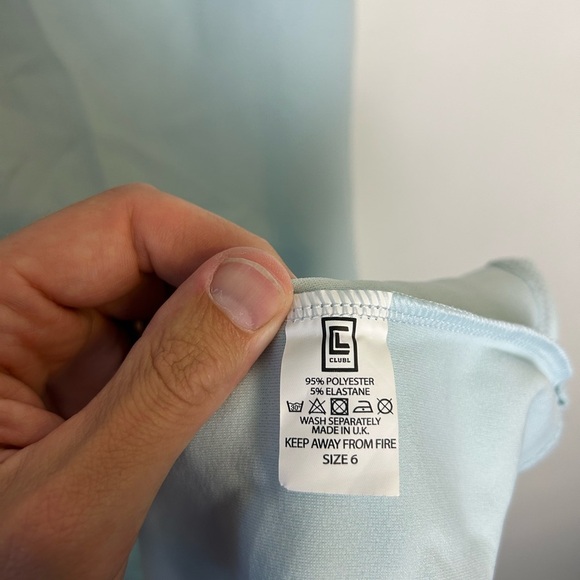 Club L NWT Elegant Light Blue Floral Dress Wedding Guess Size 6 Slip Stretch - Picture 10 of 12
